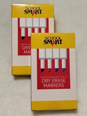 School Smart Dry Erase Markers - 2 Boxes with 4 Assorted Colors In Each Box